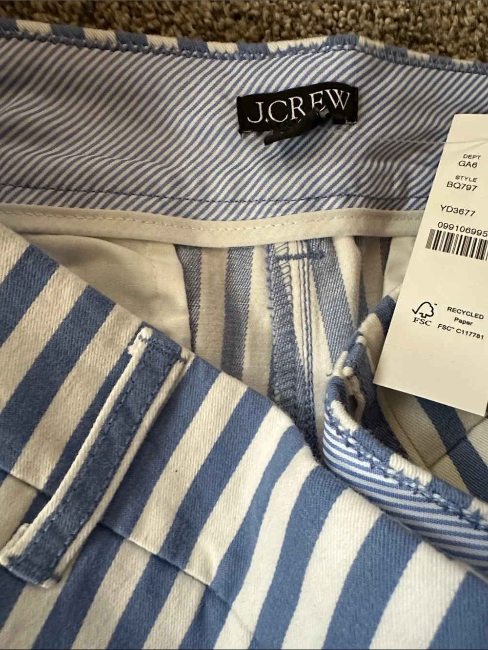 J.Crew New Blue & White Striped Women’s Shorts - Tailored